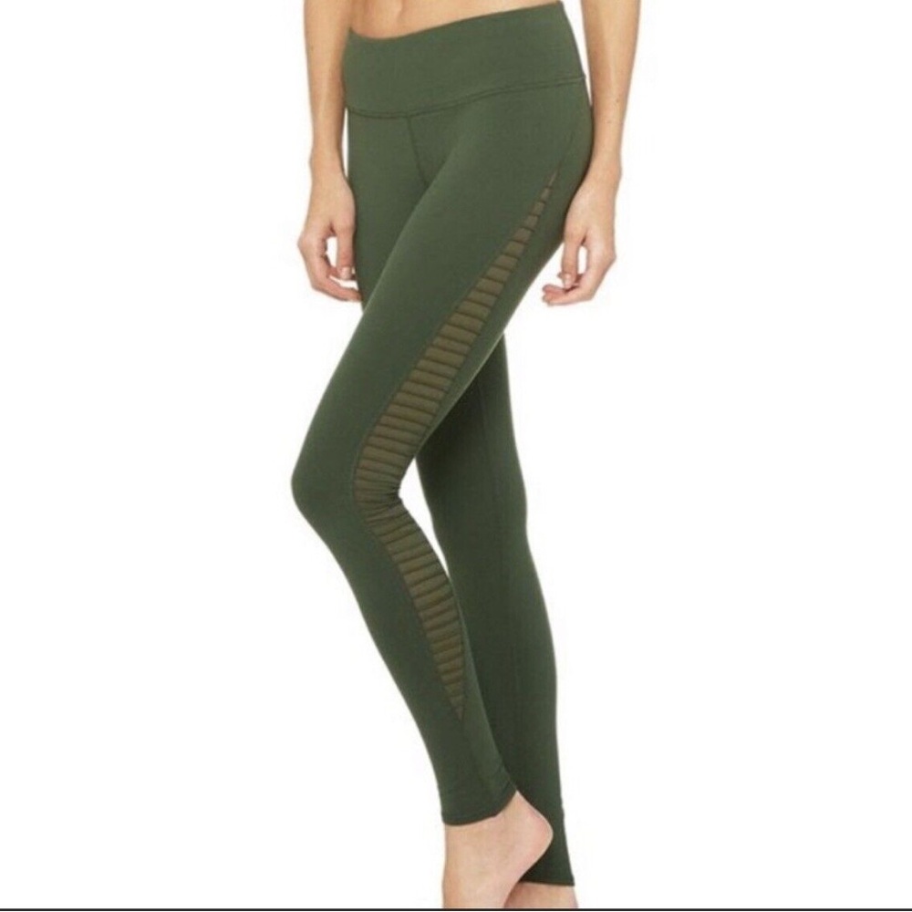 ALO Yoga Green Legging with mesh sides